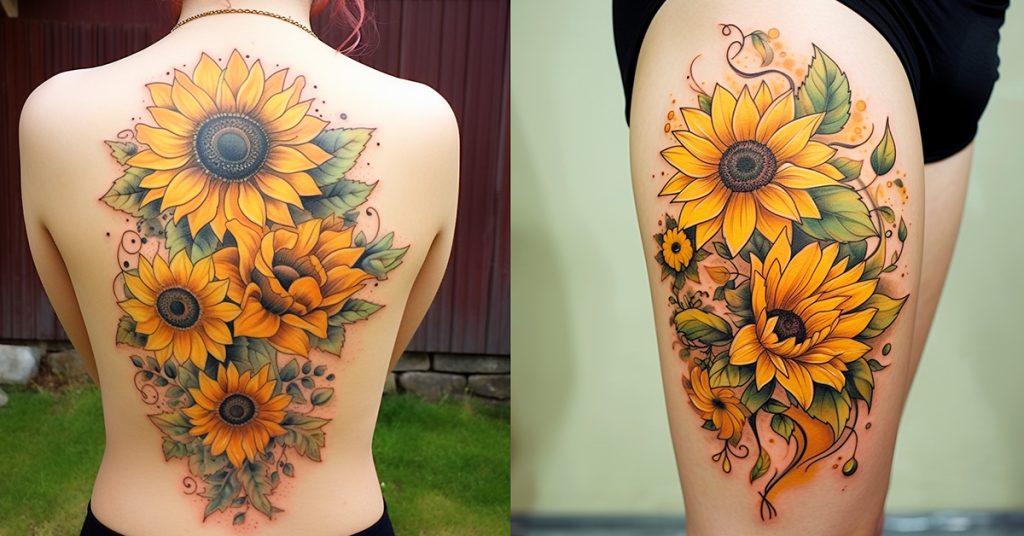 Variations of Sunflower Tattoo Designs