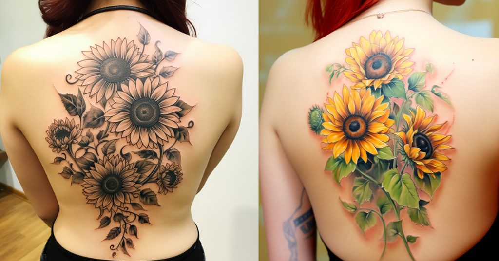 Variations of Sunflower Tattoo Designs