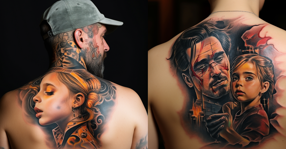 unique father and daughter tattoo design