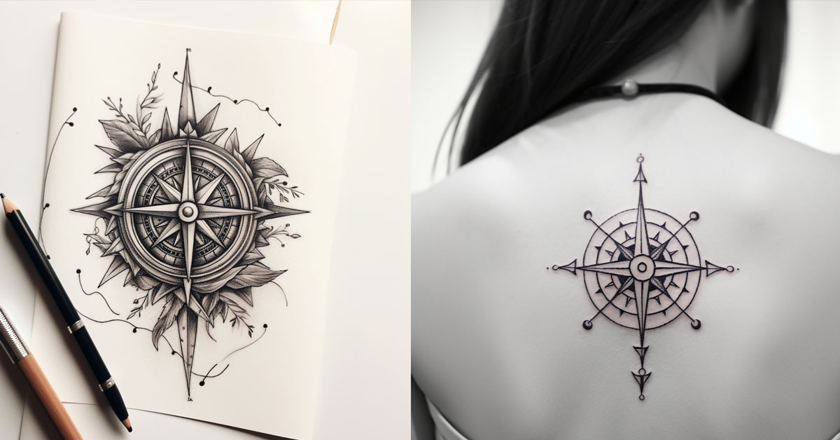 simple compass tattoo design