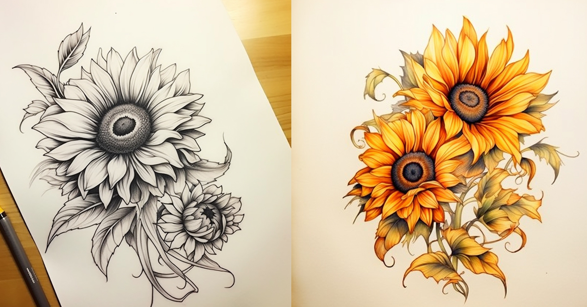 sunflower tattoo design drawing